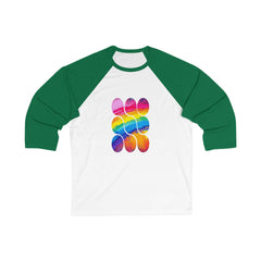 Colorful Rainbow Baseball Tee, Unisex 3/4 Sleeve Tee, Pride Celebration Shirt, Summer Sportswear, Gender-Neutral Fashion