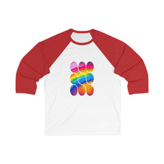 Colorful Rainbow Baseball Tee, Unisex 3/4 Sleeve Tee, Pride Celebration Shirt, Summer Sportswear, Gender-Neutral Fashion