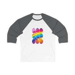 Colorful Rainbow Baseball Tee, Unisex 3/4 Sleeve Tee, Pride Celebration Shirt, Summer Sportswear, Gender-Neutral Fashion