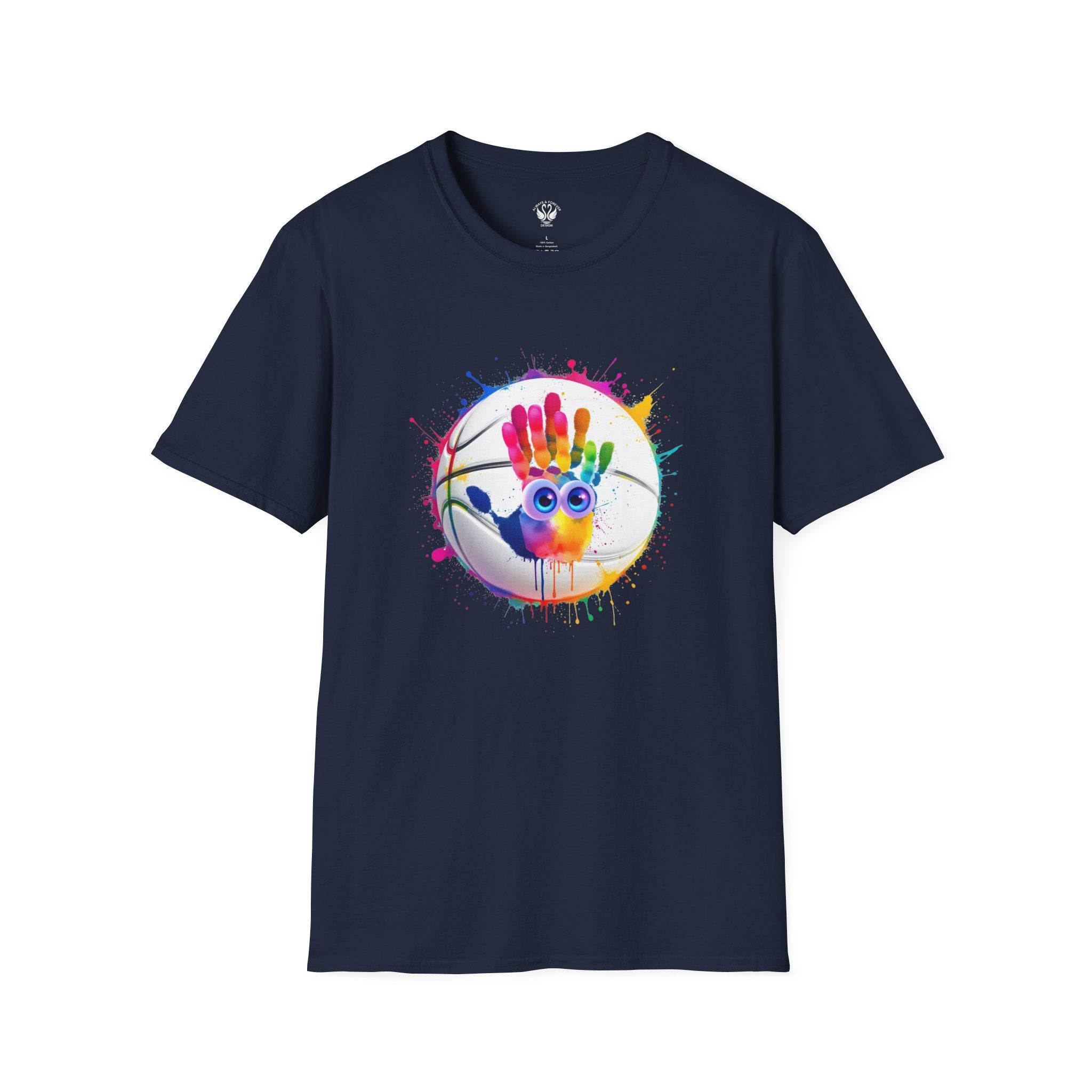 Colorful Handprint Football Unisex T-Shirt, Fun Tee for Kids and Adults, Gift for Artists, Birthday, Art Lovers and Celebrations