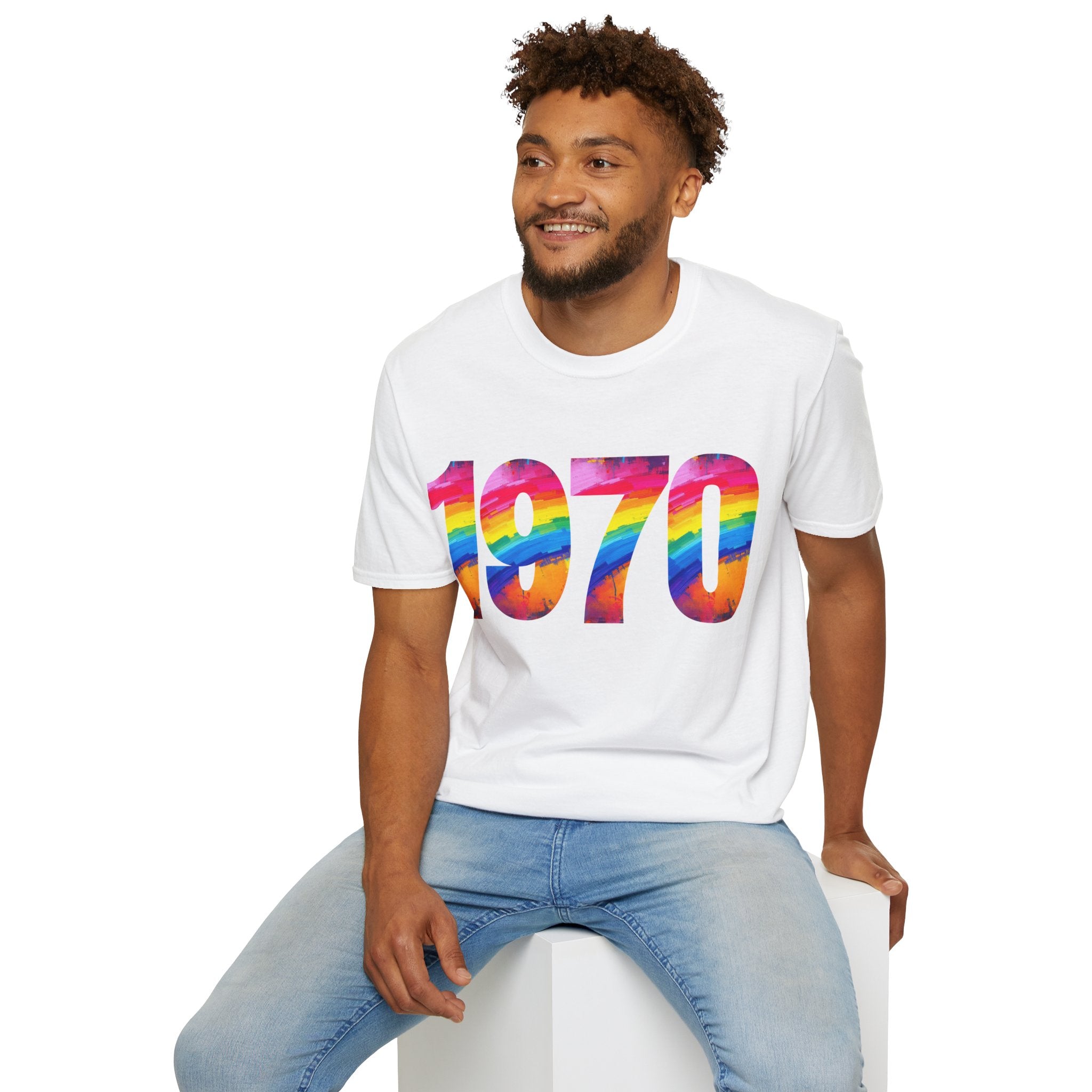 Retro 1970 Rainbow Unisex T-Shirt, Vintage Graphic Tee, LGBTQ Pride Apparel, Casual Streetwear, Gift Idea for Birthdays