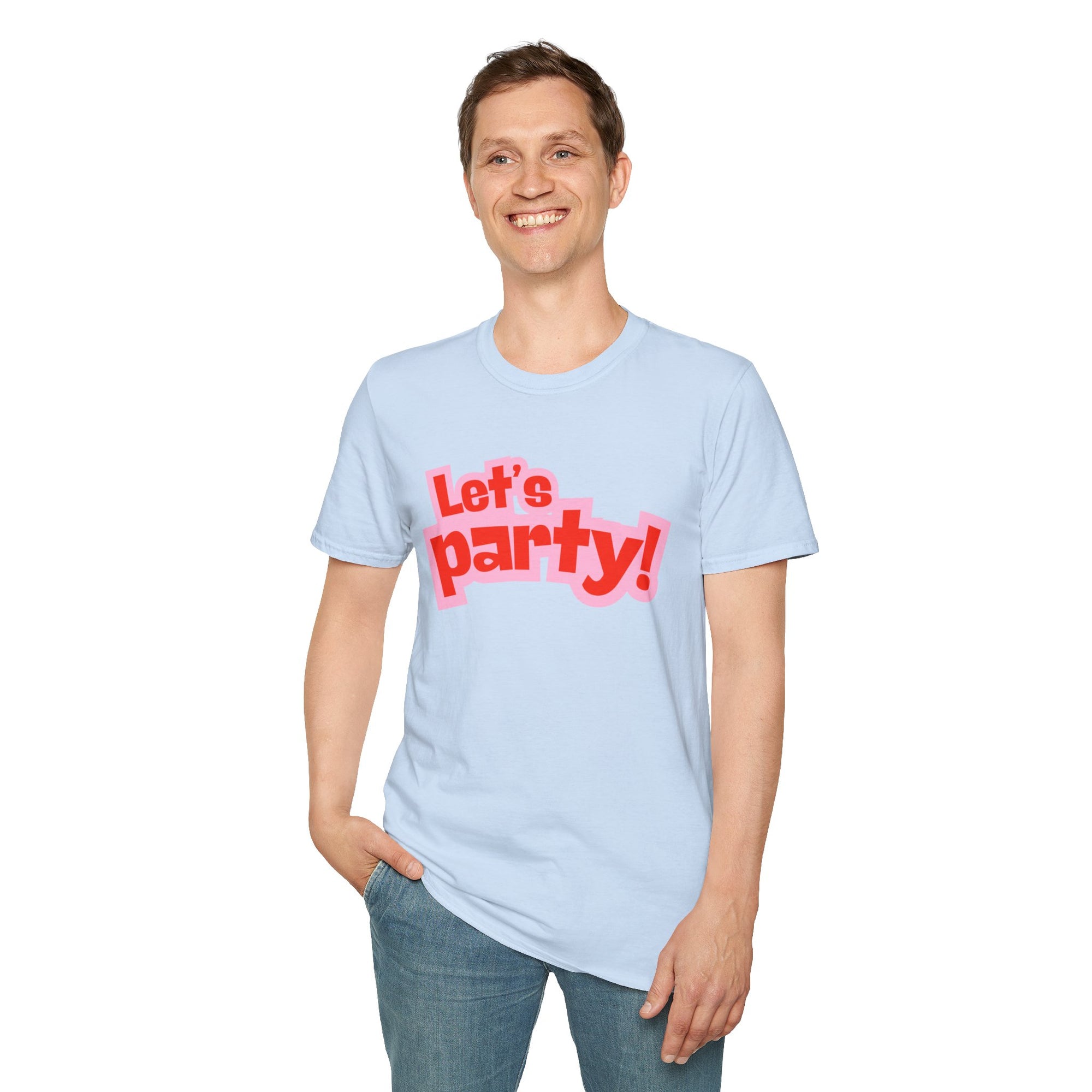 Let's Party! Unisex Softstyle T-Shirt - Fun Casual Wear for Celebrations, Birthdays, Festivals, Everyday Comfort