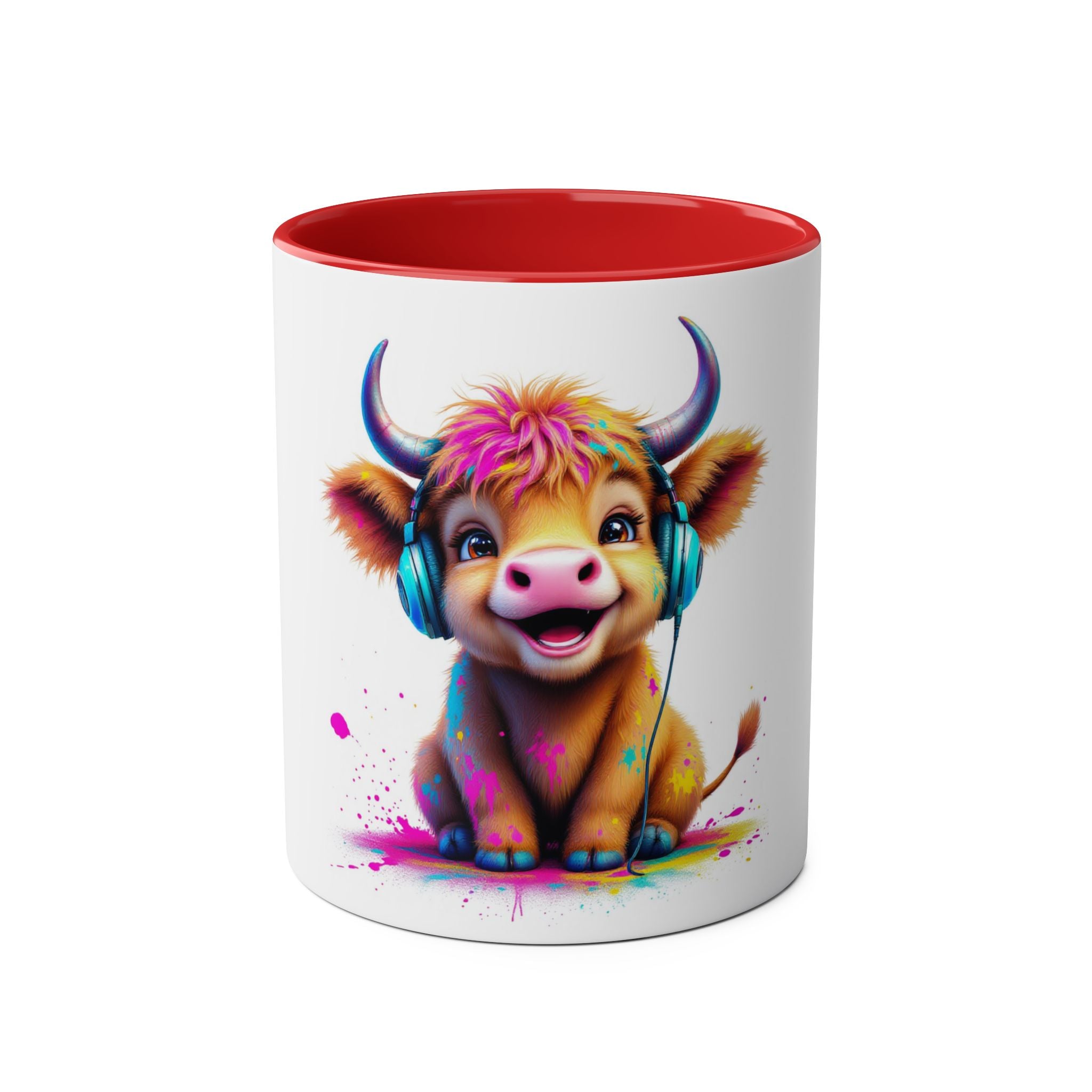 Playful Highland Cow Mug, Cute Coffee Cup for Animal Lovers, Gift for Birthdays, Cow Decor, Fun Kitchenware, Colorful Drinkware