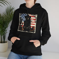 Western Cowboy Hoodie - Unisex Heavy Blend Sweatshirt, American Flag Design, Fashion Statement, Gift for Him, Cozy Apparel