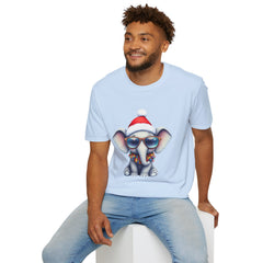 Cute Christmas Elephant T-Shirt, Unisex Holiday Tee, Fun Santa Shirt, Gift for Animal Lovers, Festive Apparel