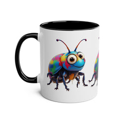 Colorful Beetle Two-Tone Coffee Mug - 11oz Fun and Whimsical Design