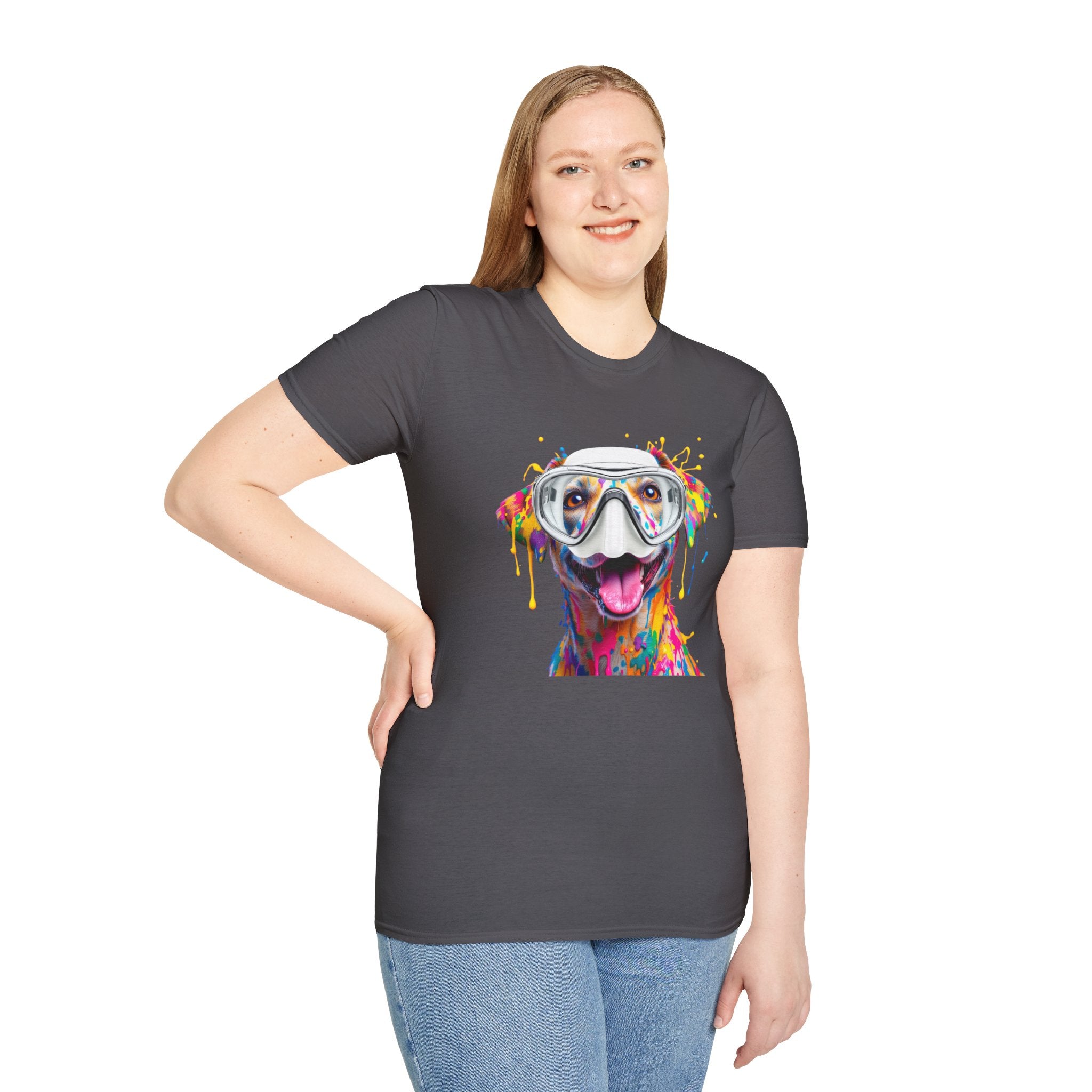 Vibrant Dog Art Unisex T-Shirt – Cute Pet Lover Gift, Animal Artwork Tee, Colorful Dog Graphic Top, Unique Gift for Dog Owners
