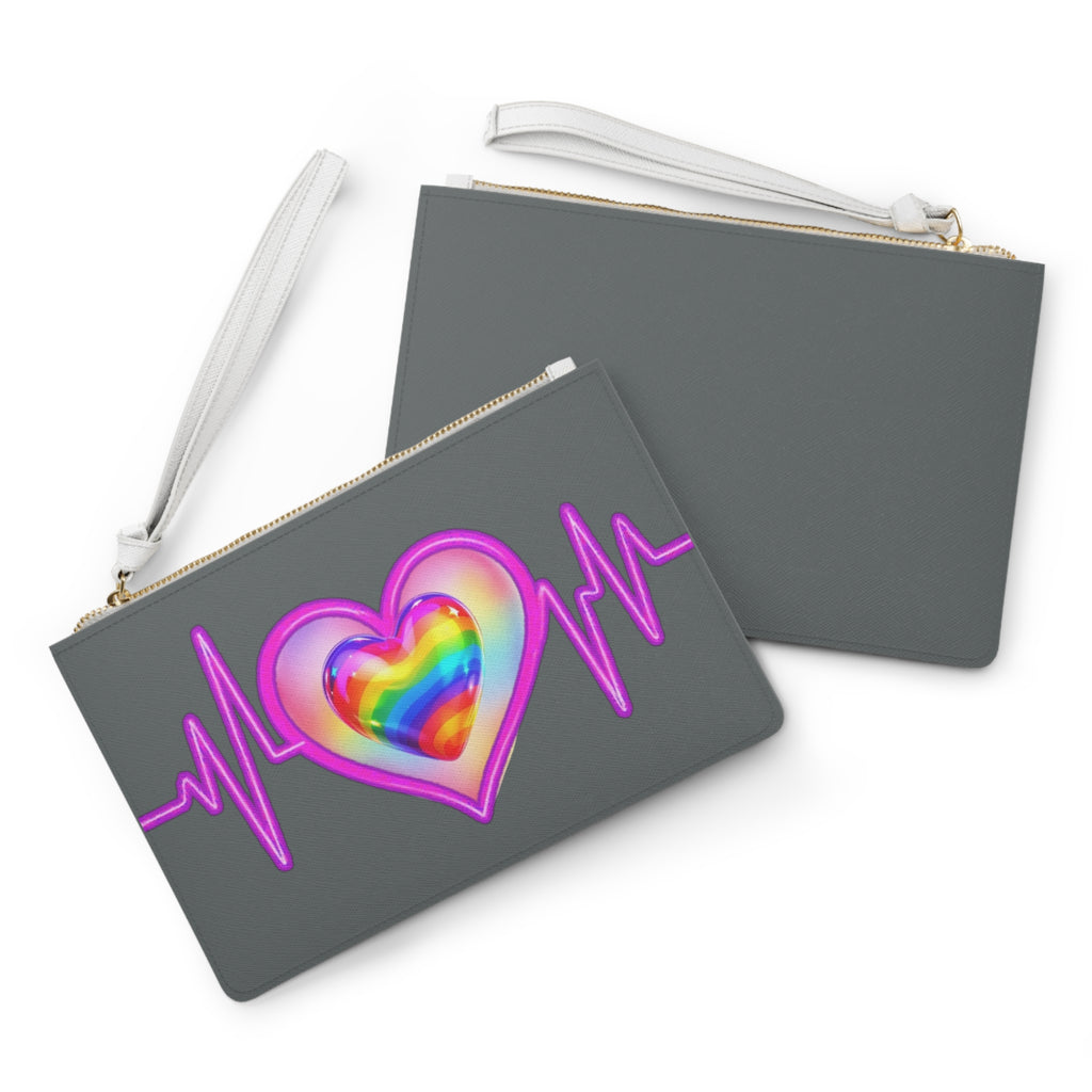 Rainbow Heart Clutch Bag - Colorful Fun and Vibrant Love Accessory