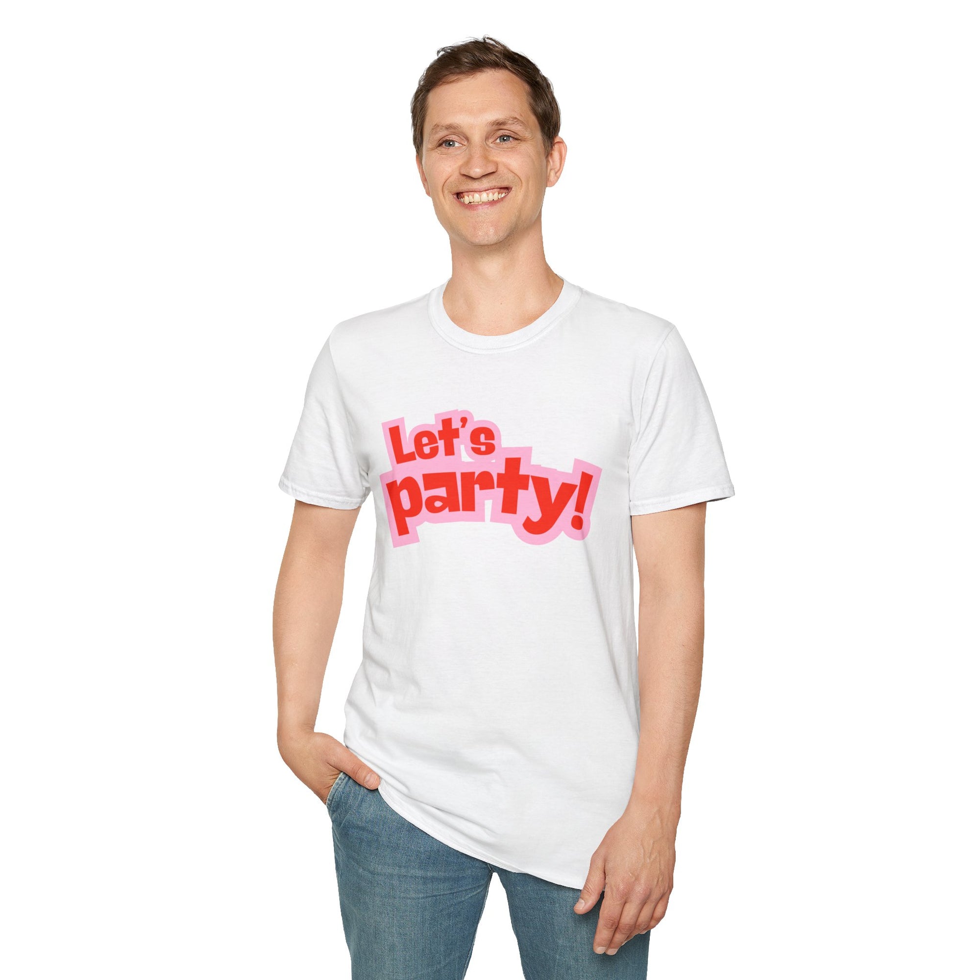 Let's Party! Unisex Softstyle T-Shirt - Fun Casual Wear for Celebrations, Birthdays, Festivals, Everyday Comfort