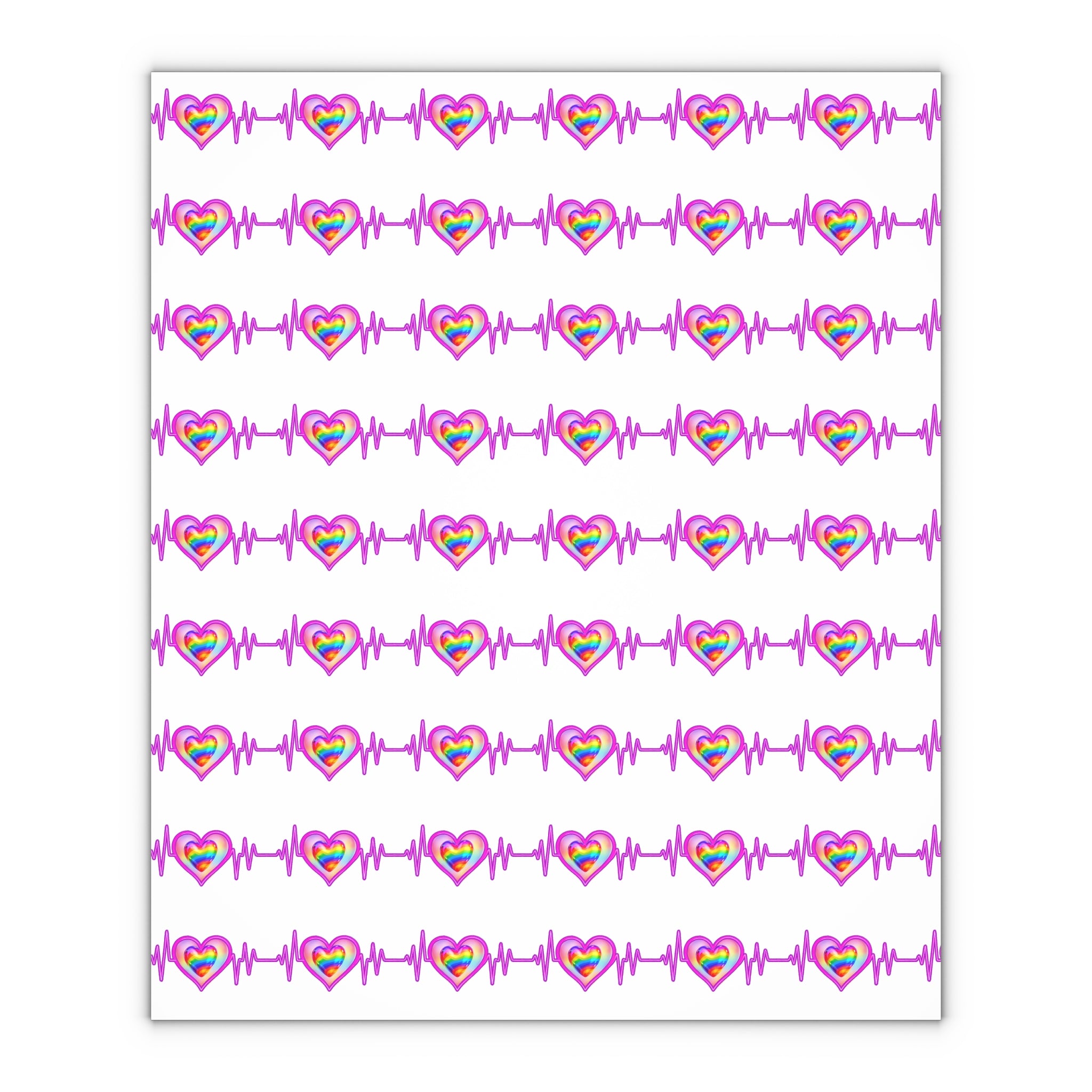 Colorful Heartbeat Gift Wrapping Paper Sheets - Perfect for Celebrations & Special Occasions