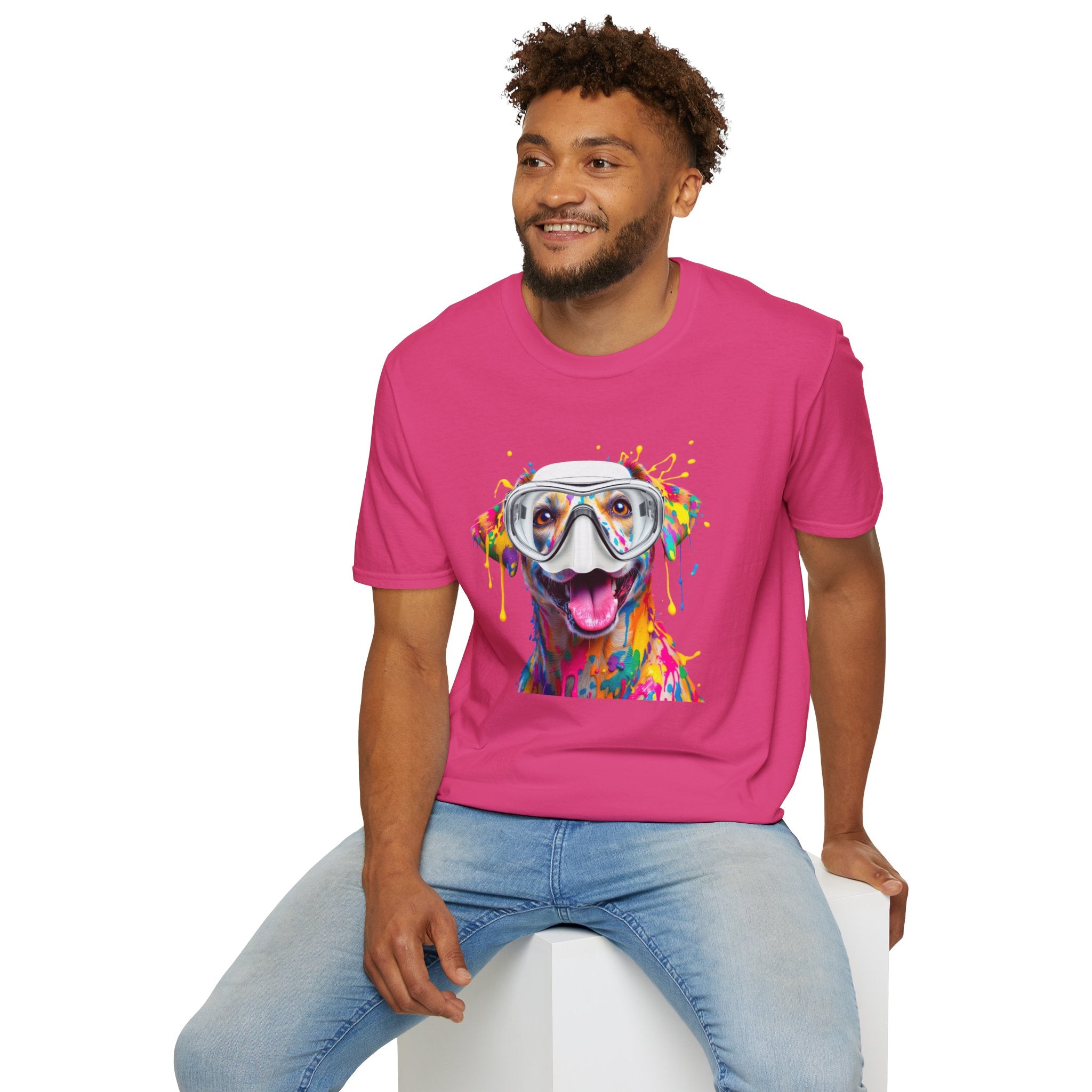 Vibrant Dog Art Unisex T-Shirt – Cute Pet Lover Gift, Animal Artwork Tee, Colorful Dog Graphic Top, Unique Gift for Dog Owners