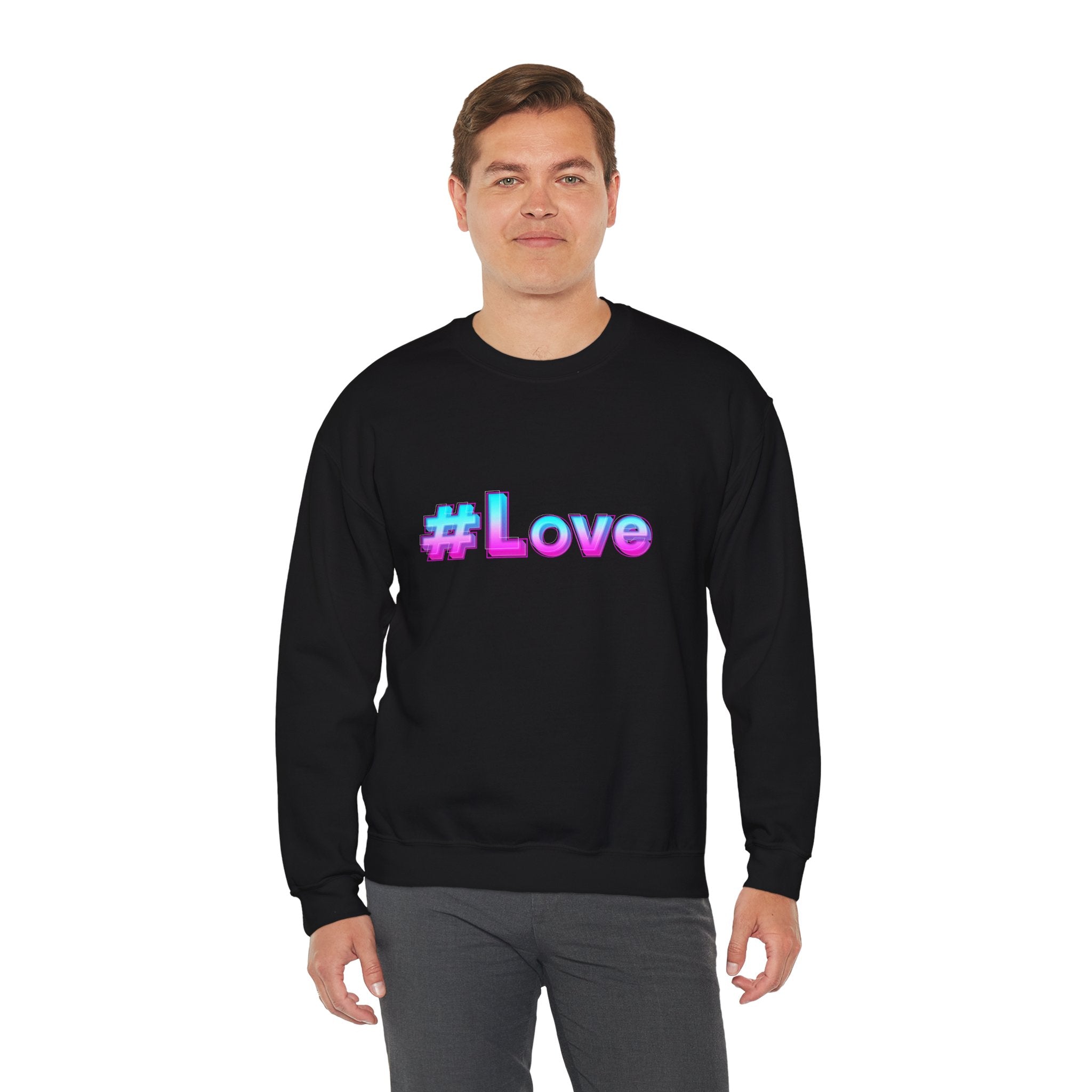 Colorful #Love Crewneck Sweatshirt for Cozy Vibes, Perfect Gift for Friends, Family, Valentine's Day, Everyday Wear, Casual Style