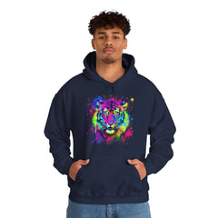 Colorful Tiger Hoodie – Unisex Heavy Blend™, Rainbow Tiger Sweatshirt, Graphic Hoodie, Animal Lover Gift, Unique Hooded Sweatshirt