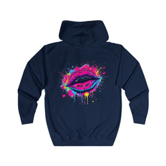 Colorful Lips Unisex Full Zip Hoodie, Graphic Hooded Sweatshirt, Trendy Streetwear, Art-Inspired Apparel, Gift for Her