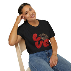 Leopard Love Graphic T-Shirt, Cute Valentine's Day Shirt, Casual Love Tee, Unisex Softstyle Top, Trendy Gift for Her