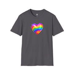 Rainbow Heart Unisex Softstyle T-Shirt, LGBTQ+ Pride Shirt, Colorful Heart Tee, Love Wins Tee, Gift for Him/Her