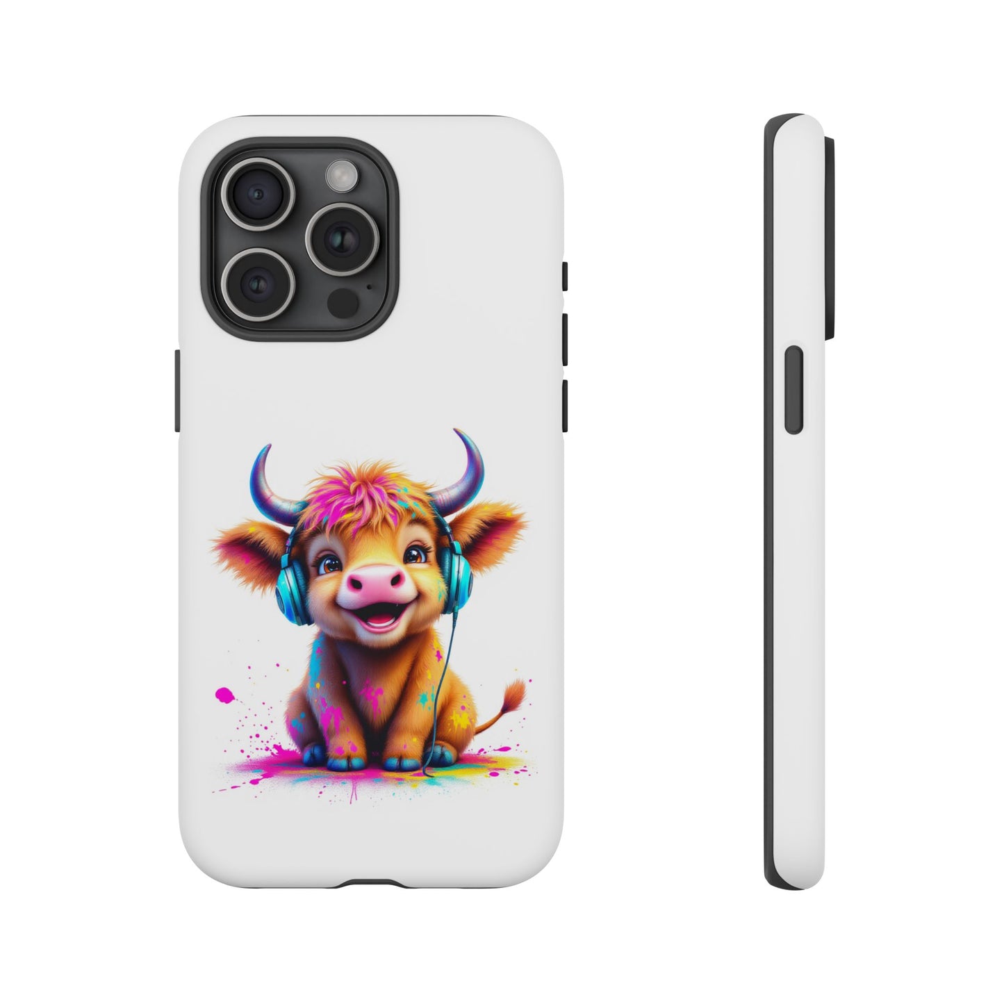 Cute Cow Phone Case with Headphones – Tough Cases