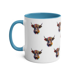 Vibrant Highland Cow Coffee Mug - Colorful Two-Tone 11oz Drinkware