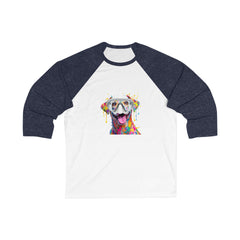 Funny Dog Art Unisex 3/4 Sleeve Baseball Tee, Fun Pet Lovers Shirt, Unique Gift for Dog Lovers, Casual Wear, Animal Lover Apparel