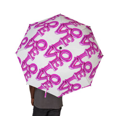 Love Pattern Semi-Automatic Foldable Umbrella - Stylish & Functional Rain Gear