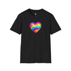 Rainbow Heart Unisex Softstyle T-Shirt, LGBTQ+ Pride Shirt, Colorful Heart Tee, Love Wins Tee, Gift for Him/Her