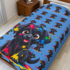 Cute Puppy Velveteen Plush Blanket - Perfect for Pet Lovers & Cozy Home Decor