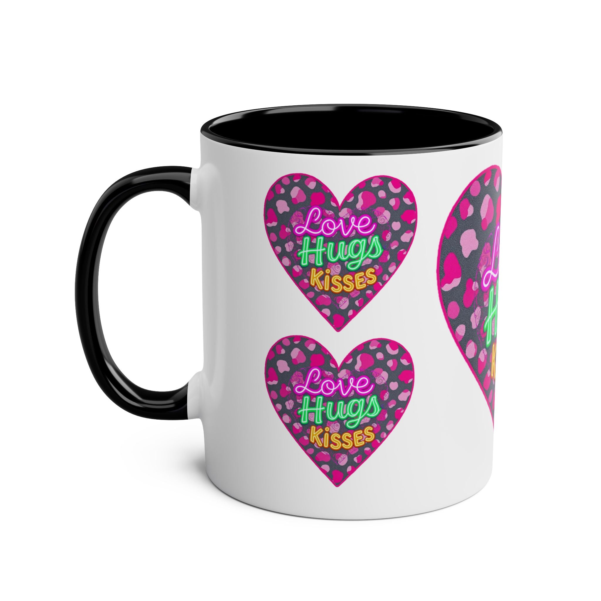 Colorful Love Mug: Perfect for Valentine's Day, Cute Gift, Coffee Break, Home Decor, Heart Design, Love Hugs Kisses