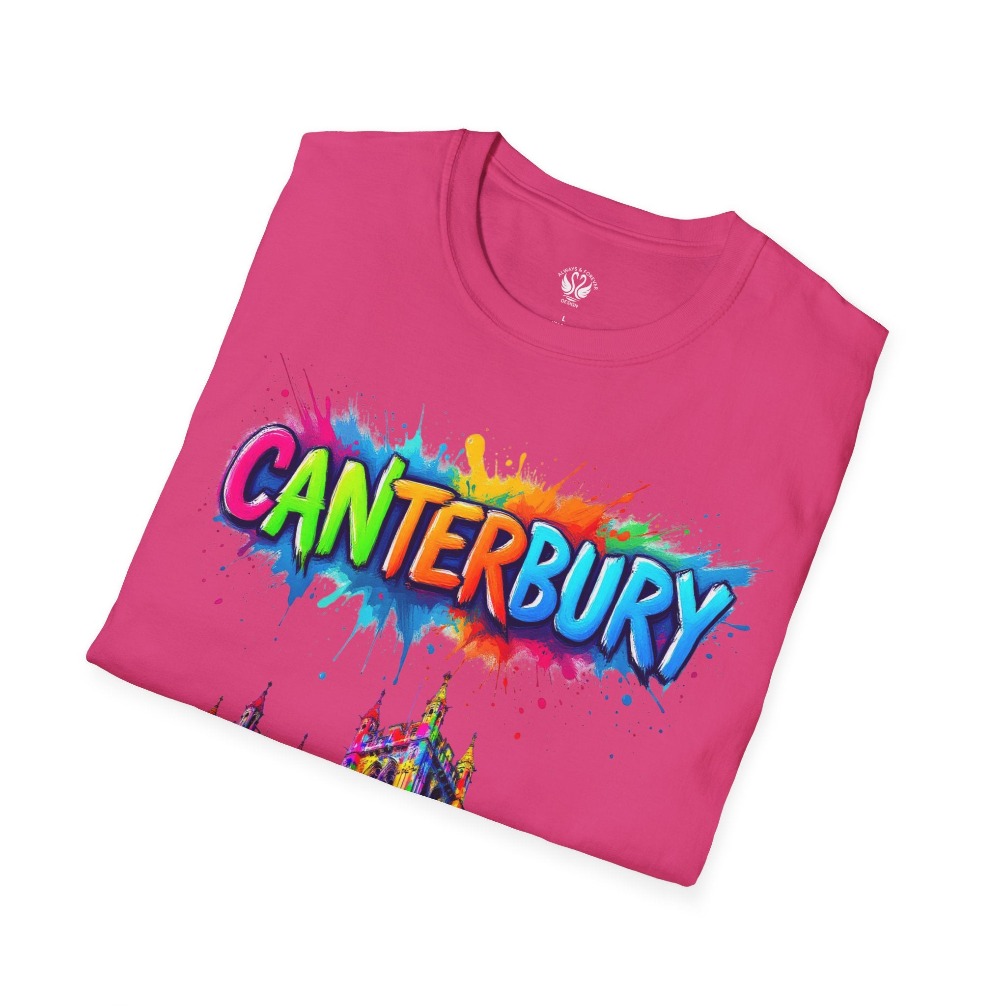Canterbury Colorful T-Shirt | Vibrant Graphic Tee, Unisex Fashion, Travel Souvenir, Art Lovers Gift, Summer Wardrobe Essential