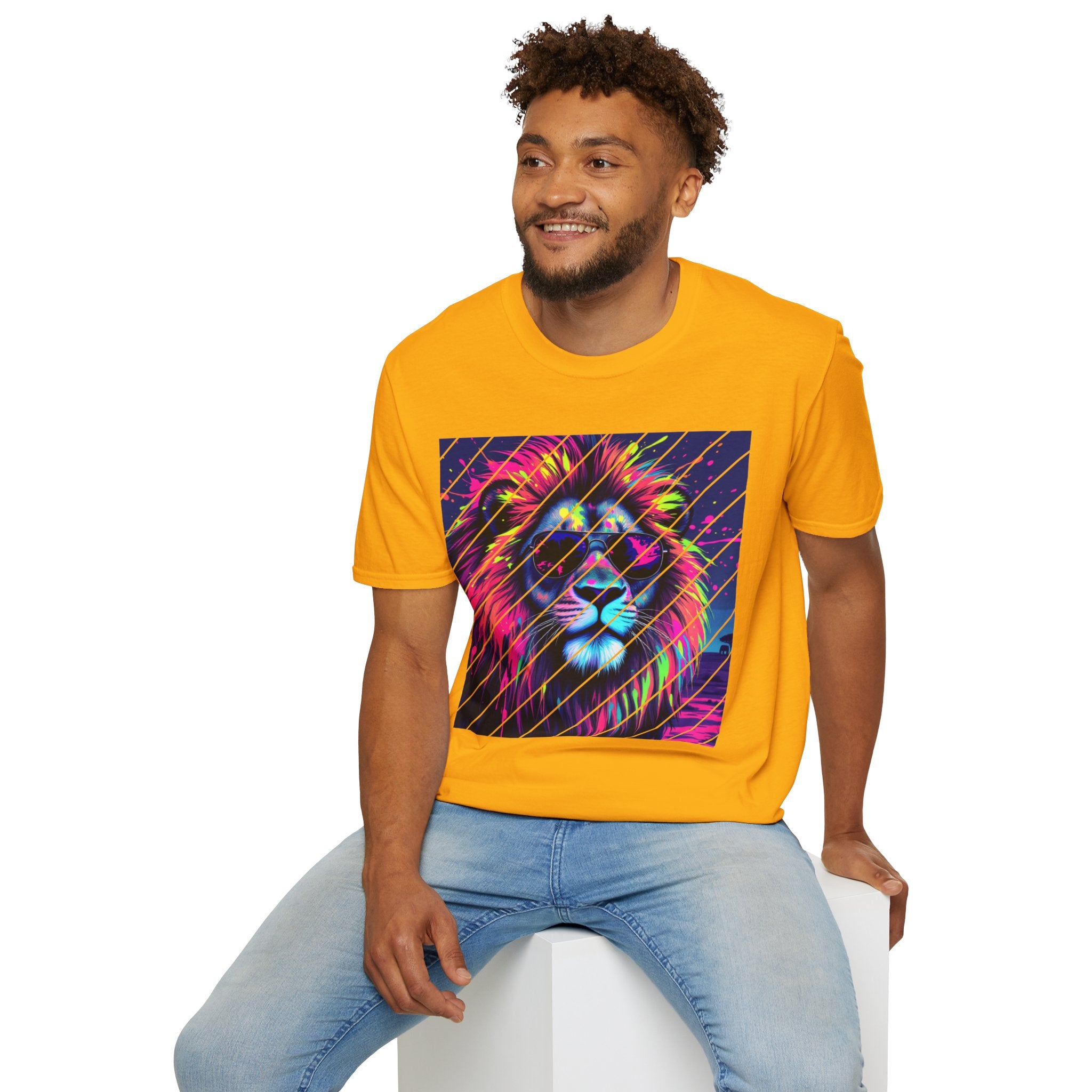 Vibrant Lion Graphic T-Shirt, Colorful Unisex Tee, Gift for Animal Lovers, Trendy Casual Wear, Perfect for Birthdays and Celebrations