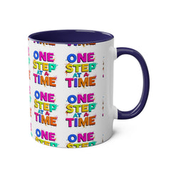 Motivational Two-Tone Coffee Mug - "One Step at a Time" - 11oz