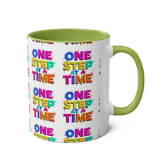 Motivational Two-Tone Coffee Mug - "One Step at a Time" - 11oz