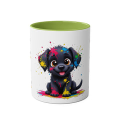 Colorful Puppy Two-Tone Coffee Mug | Cute Dog Lover Gift | Pet-Themed Kitchenware | Birthday Mug | Vibrant Print