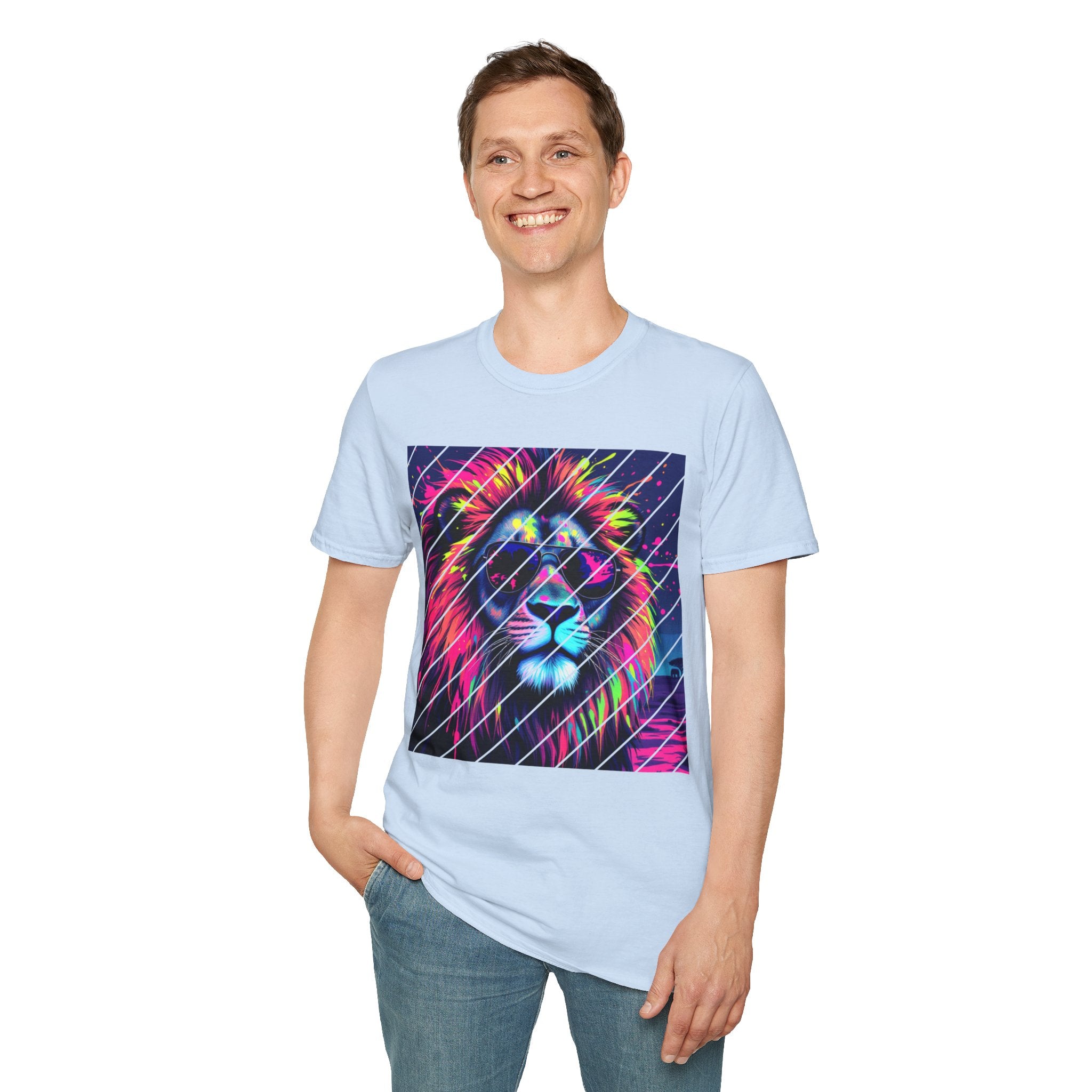Vibrant Lion Graphic T-Shirt, Colorful Unisex Tee, Gift for Animal Lovers, Trendy Casual Wear, Perfect for Birthdays and Celebrations