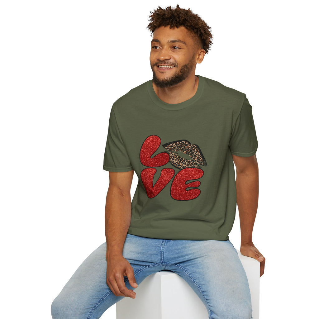 Leopard Love Graphic T-Shirt, Cute Valentine's Day Shirt, Casual Love Tee, Unisex Softstyle Top, Trendy Gift for Her