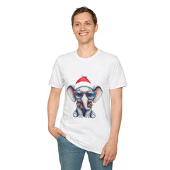 Cute Christmas Elephant T-Shirt, Unisex Holiday Tee, Fun Santa Shirt, Gift for Animal Lovers, Festive Apparel