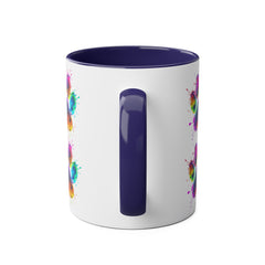 Colorful Paw Print Coffee Mug, Pet Lover Gift, Two-Tone Mug, Fun Dog Accessories, Vibrant Pet Themed Drinkware