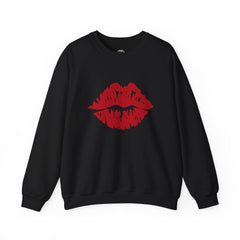 Romantic Lip Print Crewneck Sweatshirt | Perfect Gift for Her | Cozy Casual Wear, Valentine's Day, Birthday, Self-Care