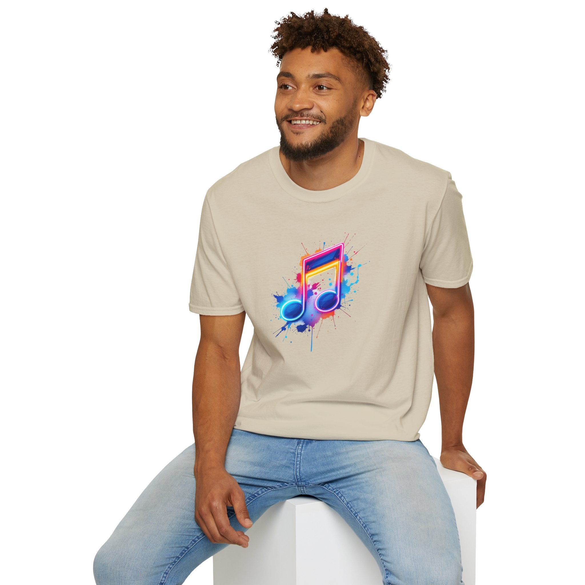 Musical Splash Unisex Softstyle T-Shirt | Gift for Music Lovers, Vibrant Art Tee, Trendy Music Shirt, Birthday Gift, Concert Wear