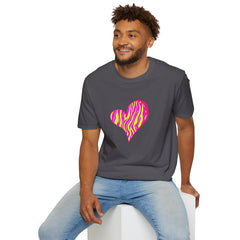 Pink Zebra Heart Unisex T-Shirt, Custom Love Shirt, Casual Wear, Gift for Her, Trendy Summer Tee