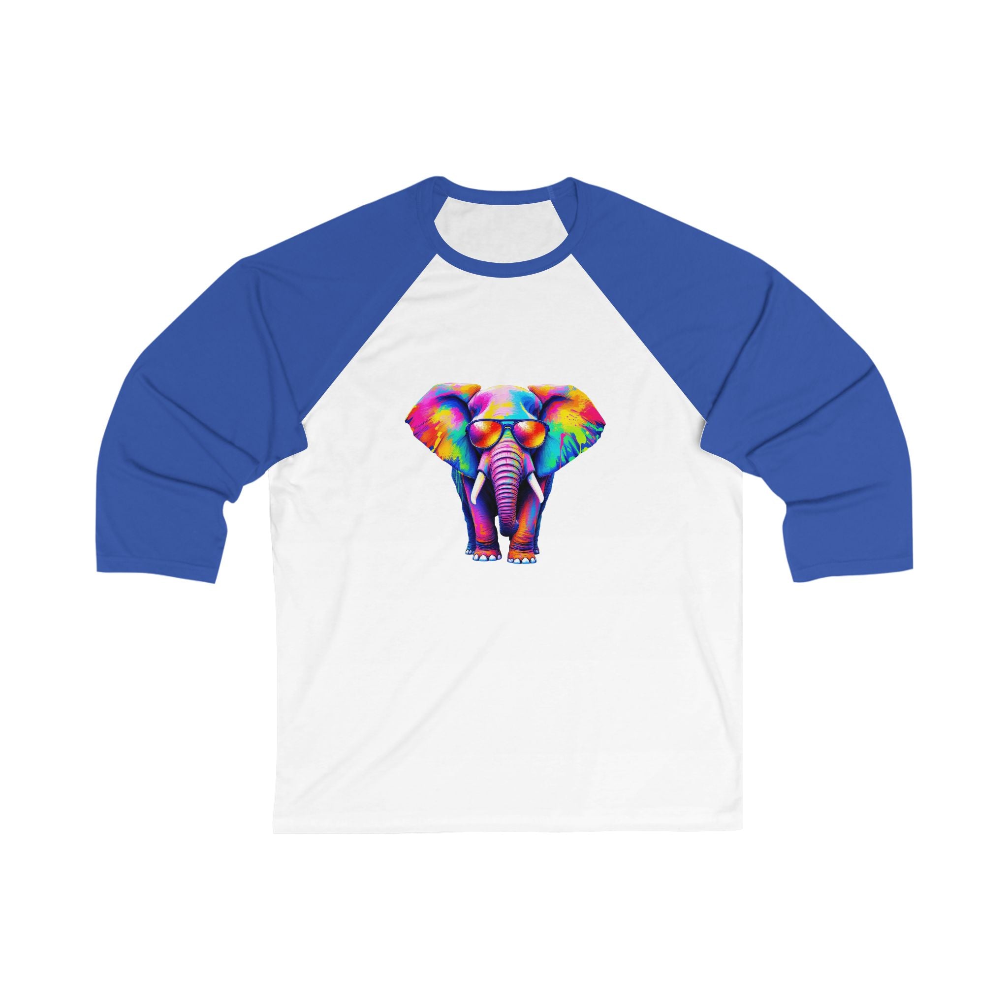 Colorful Elephant Baseball Tee for Artistic Souls, Unisex Raglan Shirt, Gift for Creative Friends, Casual Wear, Fun Unique Style