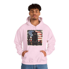 Western Cowboy Hoodie - Unisex Heavy Blend Sweatshirt, American Flag Design, Fashion Statement, Gift for Him, Cozy Apparel