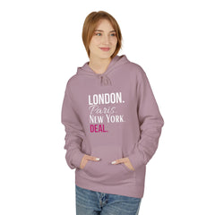 Travel-Inspired Unisex Hoodie - London Paris New York Deal, Urban Fashion, Cozy Sweatshirt, Gift for Travelers, Everyday Wear