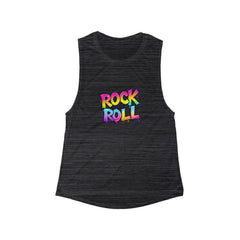 Rock & Roll Women's Flowy Muscle Tank - Music Festival Top, Casual Sleeveless Shirt, Summer Wardrobe Essential, Gift for Music Lovers
