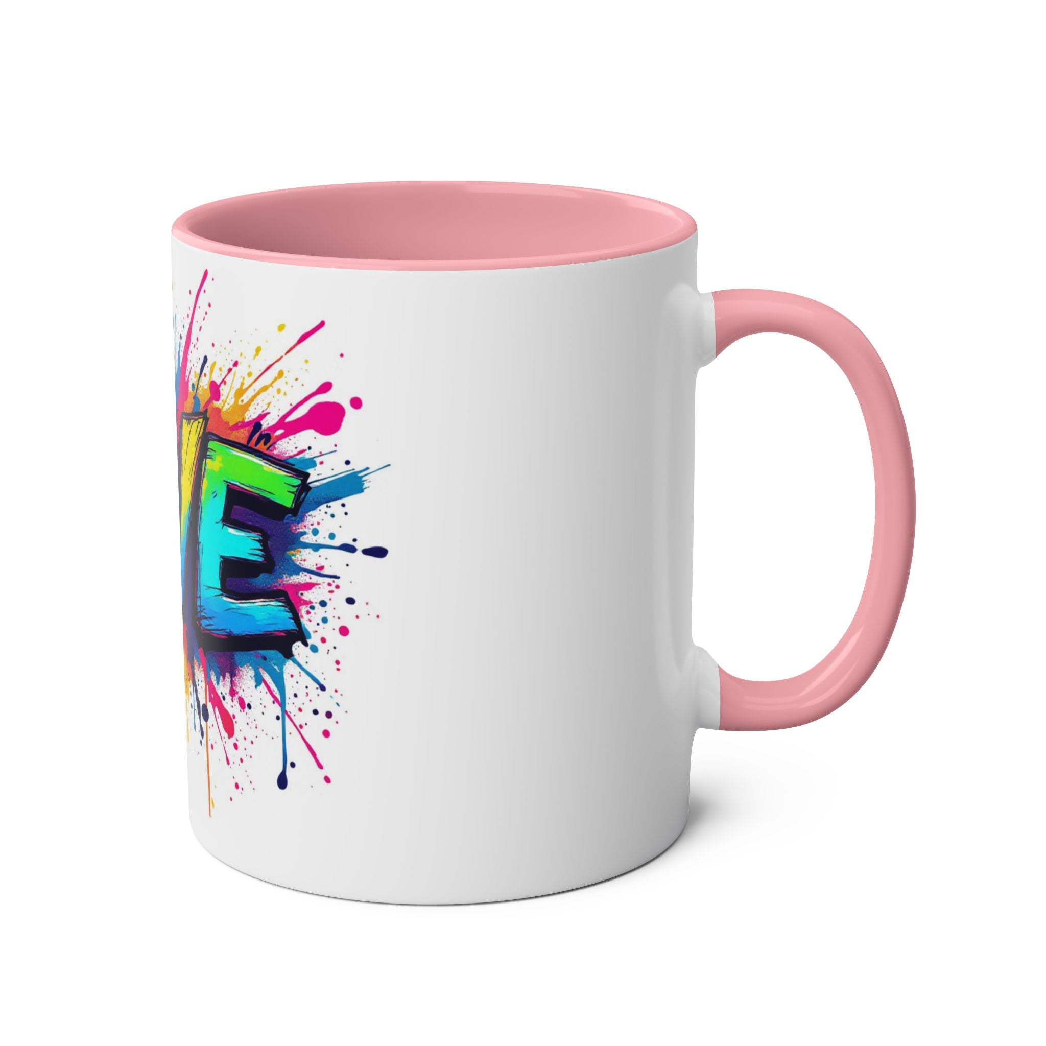 Colorful Love Coffee Mug - 11oz Two-Tone Mug for Valentine's Day & Everyday Joy