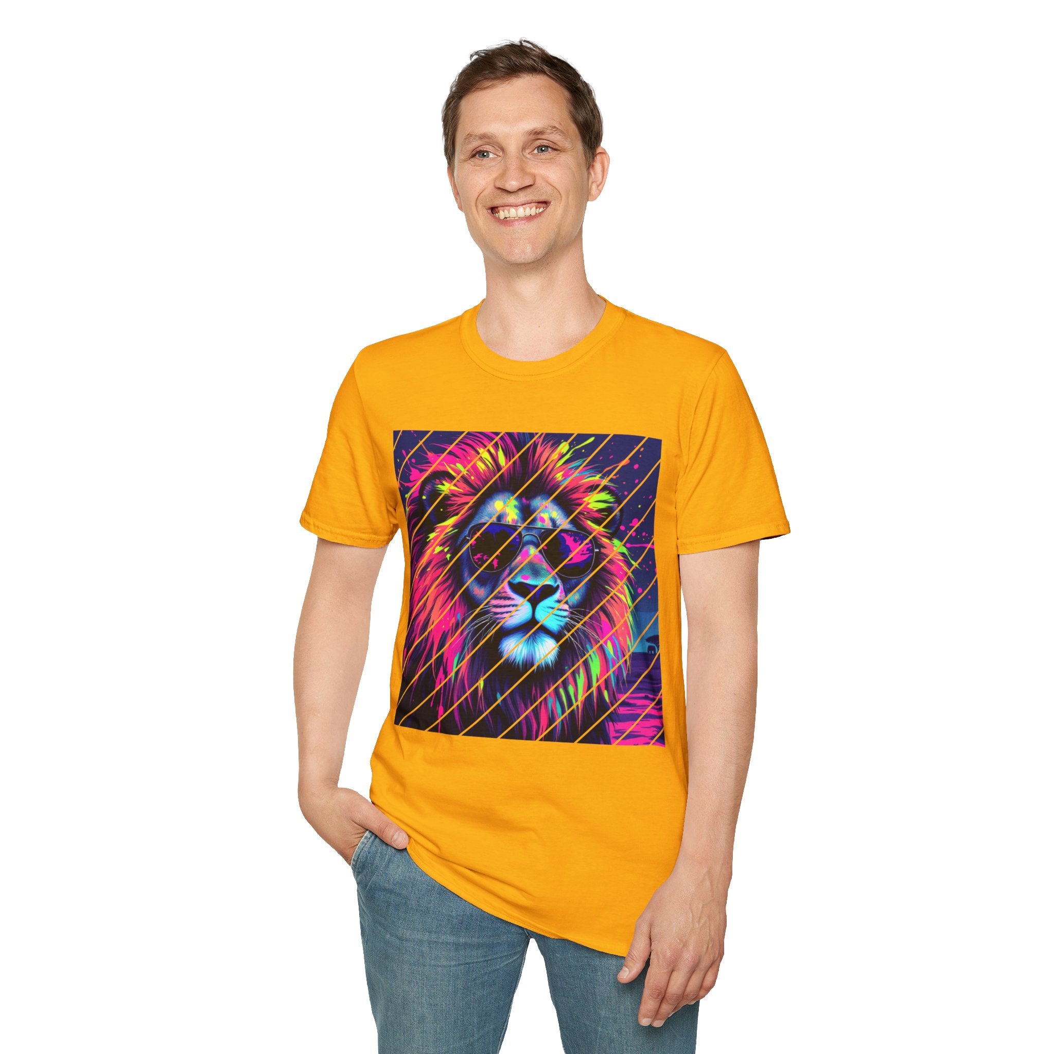 Vibrant Lion Graphic T-Shirt, Colorful Unisex Tee, Gift for Animal Lovers, Trendy Casual Wear, Perfect for Birthdays and Celebrations