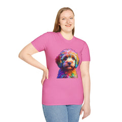 Colorful Puppy Art T-Shirt, Animal Lover Gift, Pet Owner Apparel, Fun Fashion for Dog Lovers, Unique Graphic Tee