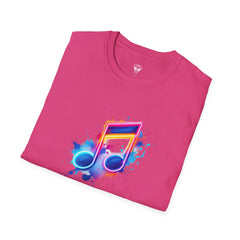 Musical Splash Unisex Softstyle T-Shirt | Gift for Music Lovers, Vibrant Art Tee, Trendy Music Shirt, Birthday Gift, Concert Wear