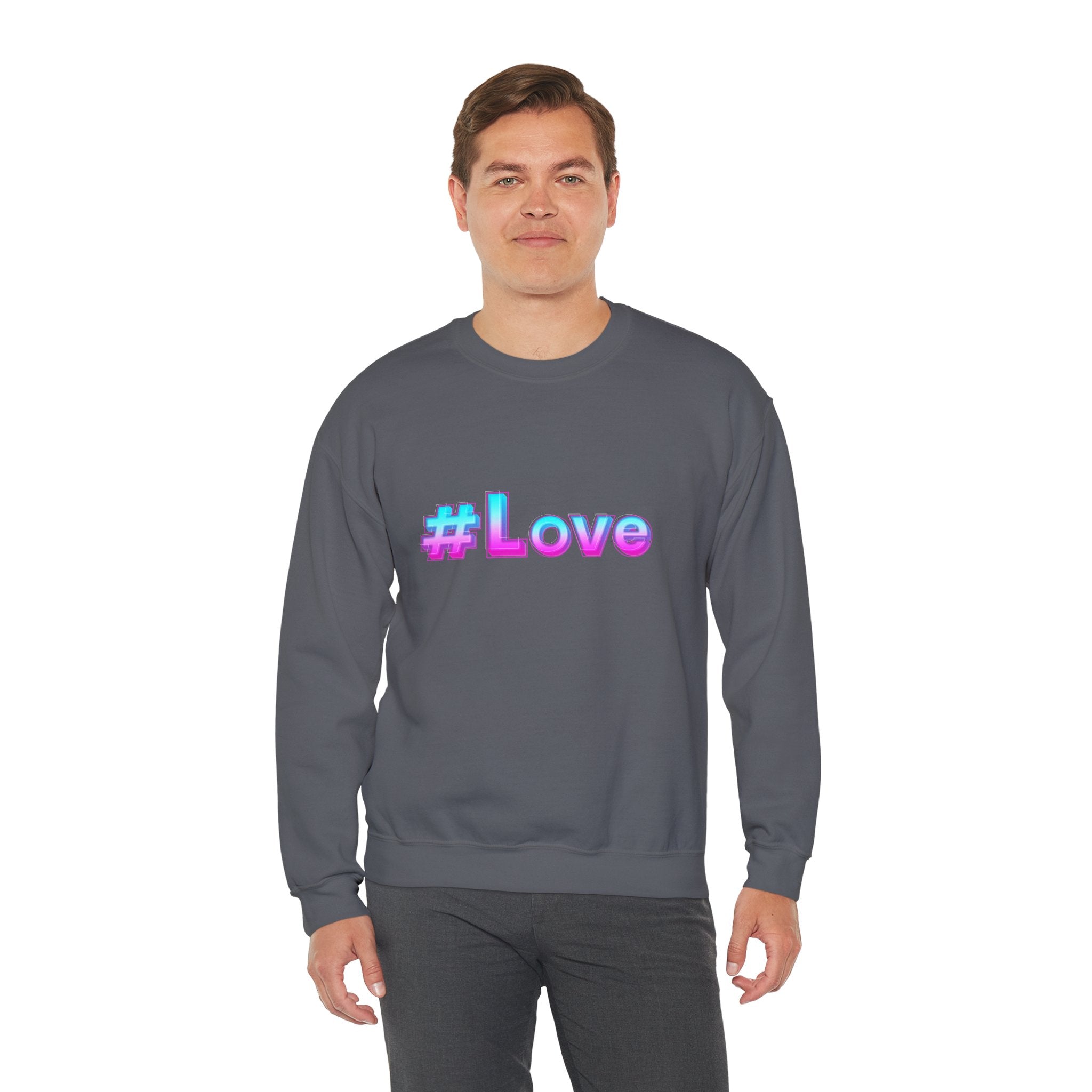 Colorful #Love Crewneck Sweatshirt for Cozy Vibes, Perfect Gift for Friends, Family, Valentine's Day, Everyday Wear, Casual Style