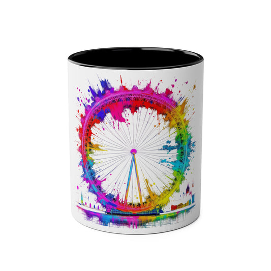 Colorful Cityscape Two-Tone Coffee Mug | Fun Gift, Home Decor, Artistic Mug, Coffee Lover's Gift, Office Essentials