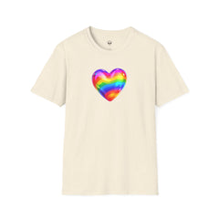 Rainbow Heart Unisex Softstyle T-Shirt, LGBTQ+ Pride Shirt, Colorful Heart Tee, Love Wins Tee, Gift for Him/Her
